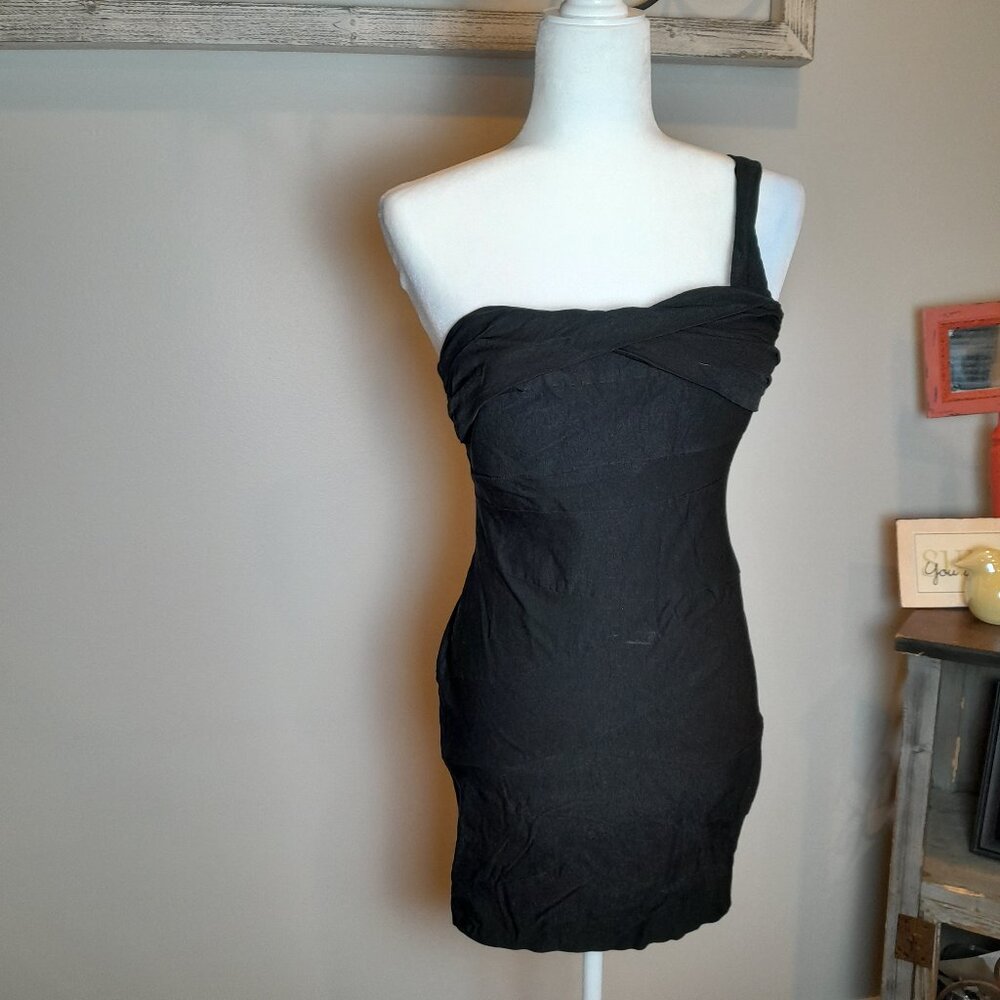 RUBY ROX Junior Bodycon One Shoulder Black Dress